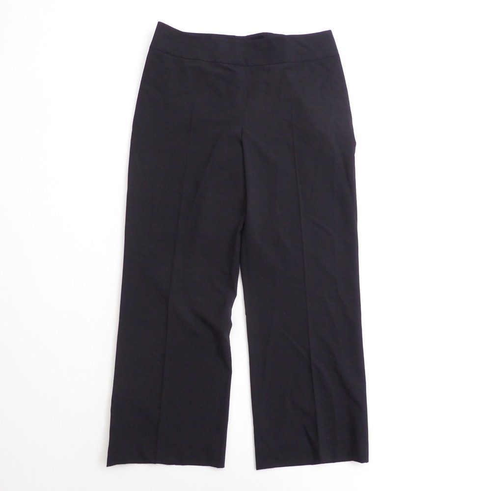 Akris Punto Womens Wide Leg Cropped Trousers Black Wool Side Zip Size 12